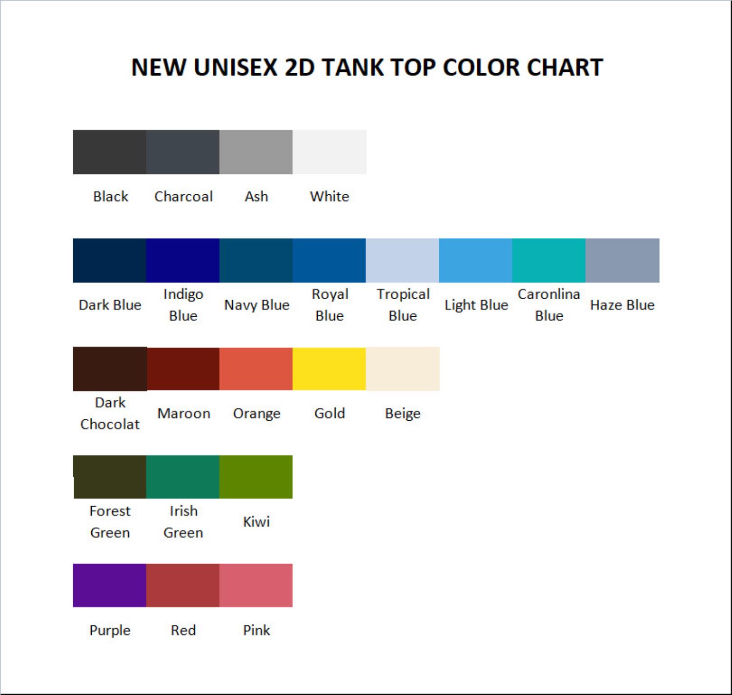 tank top color chart - Inanimate Insanity Merch
