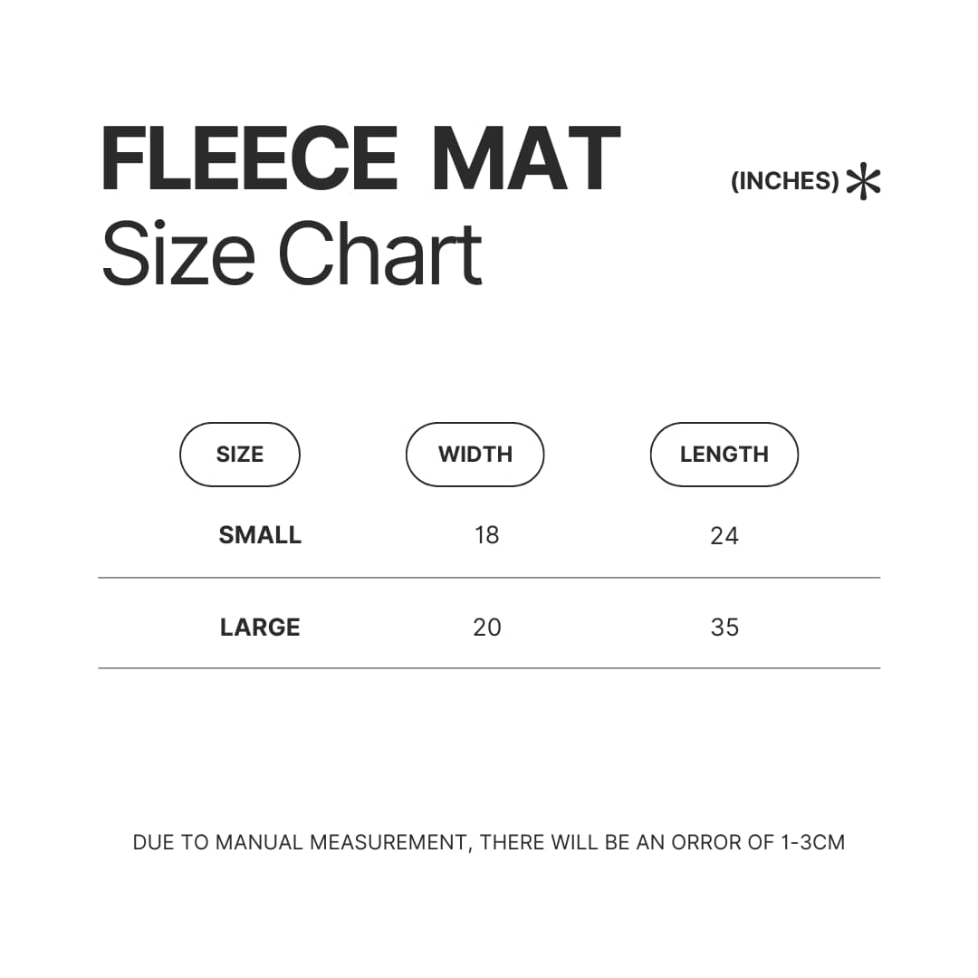 Fleece Mat Size Chart - Inanimate Insanity Merch
