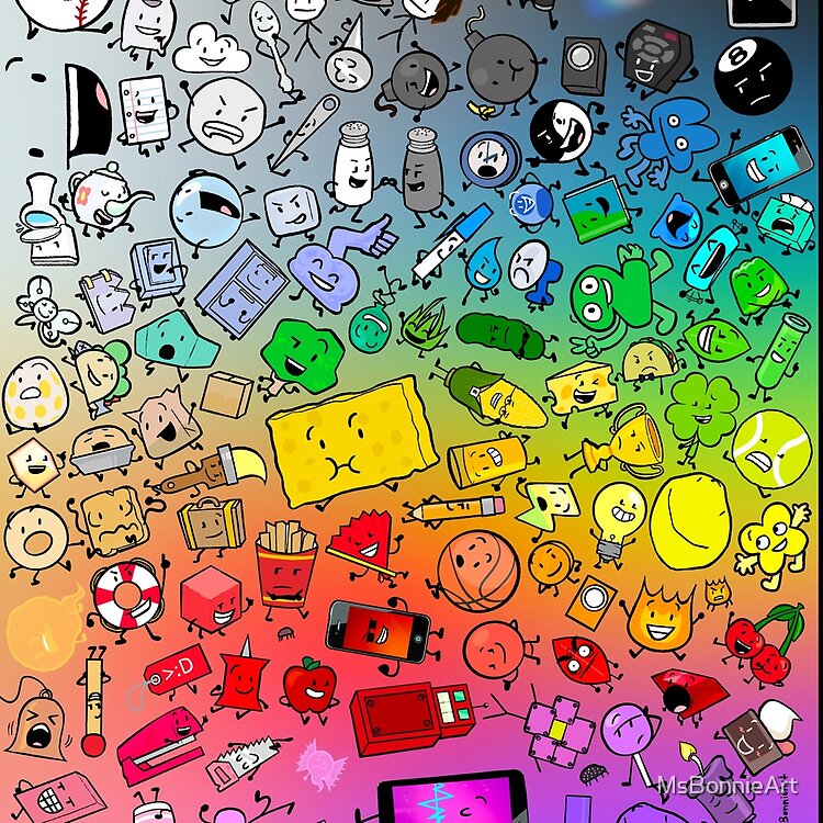 Bfdi Inanimate Insanity All Characters Rainbow Tote Bag - Image 2