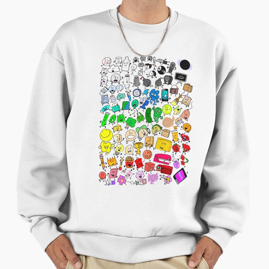 Bfdi Inanimate Insanity All Characters Transparent Sweatshirt - Image 2