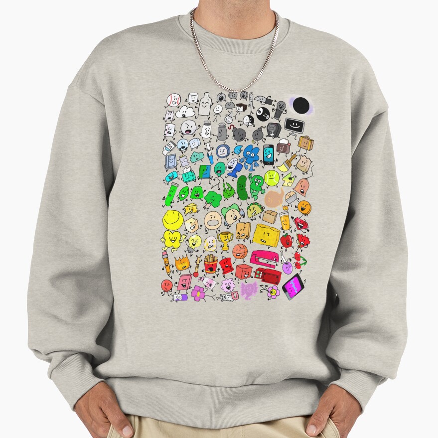 Bfdi Inanimate Insanity All Characters Transparent Sweatshirt - Image 3