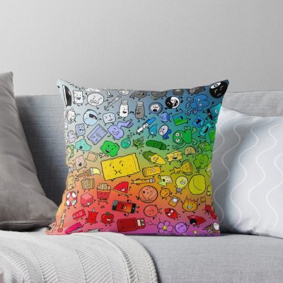 Bfdi Inanimate Insanity All Characters Rainbow Throw Pillow