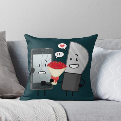 Glitchy Knife Roses Throw Pillow
