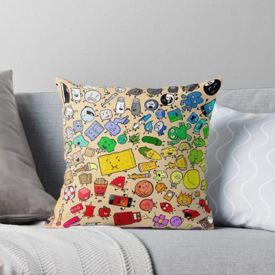 Bfdi Inanimate Insanity All Characters Throw Pillow